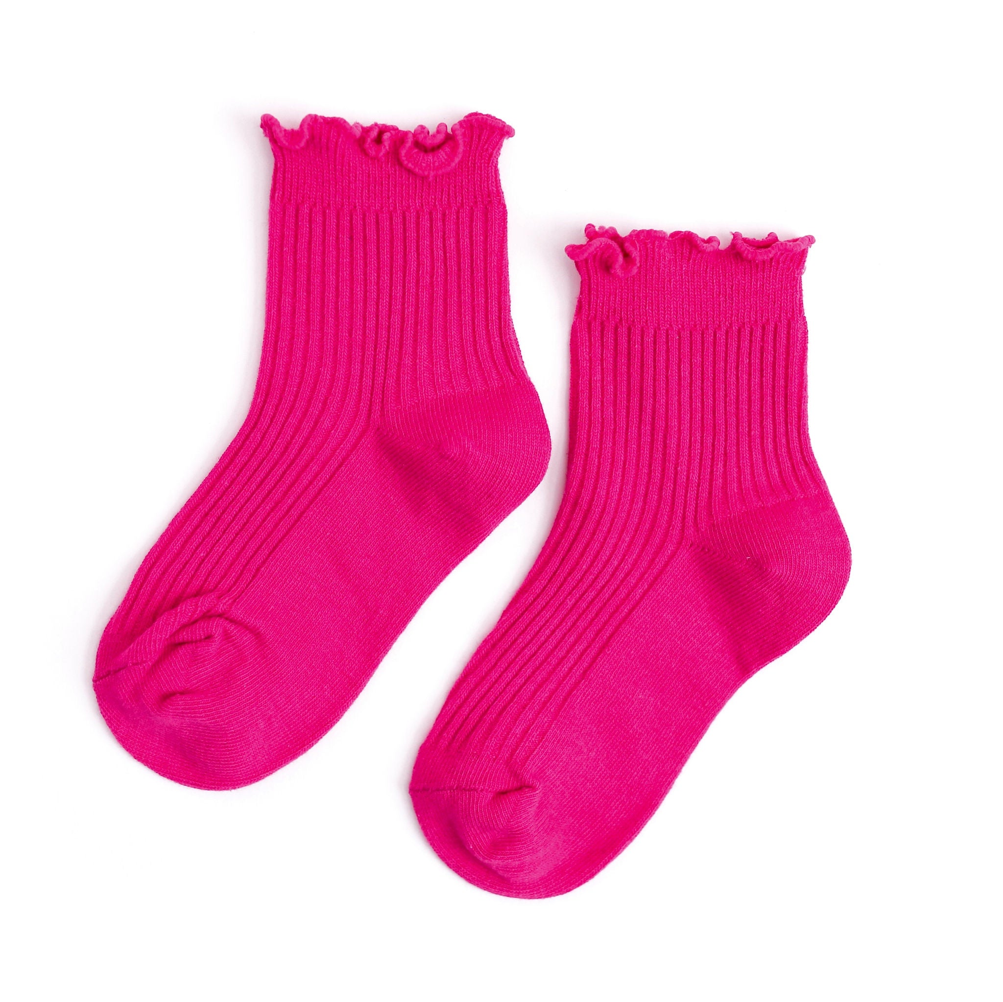 Girls' Ribbed Lettuce Trim Midi Socks - Party Pink – Little Stocking ...