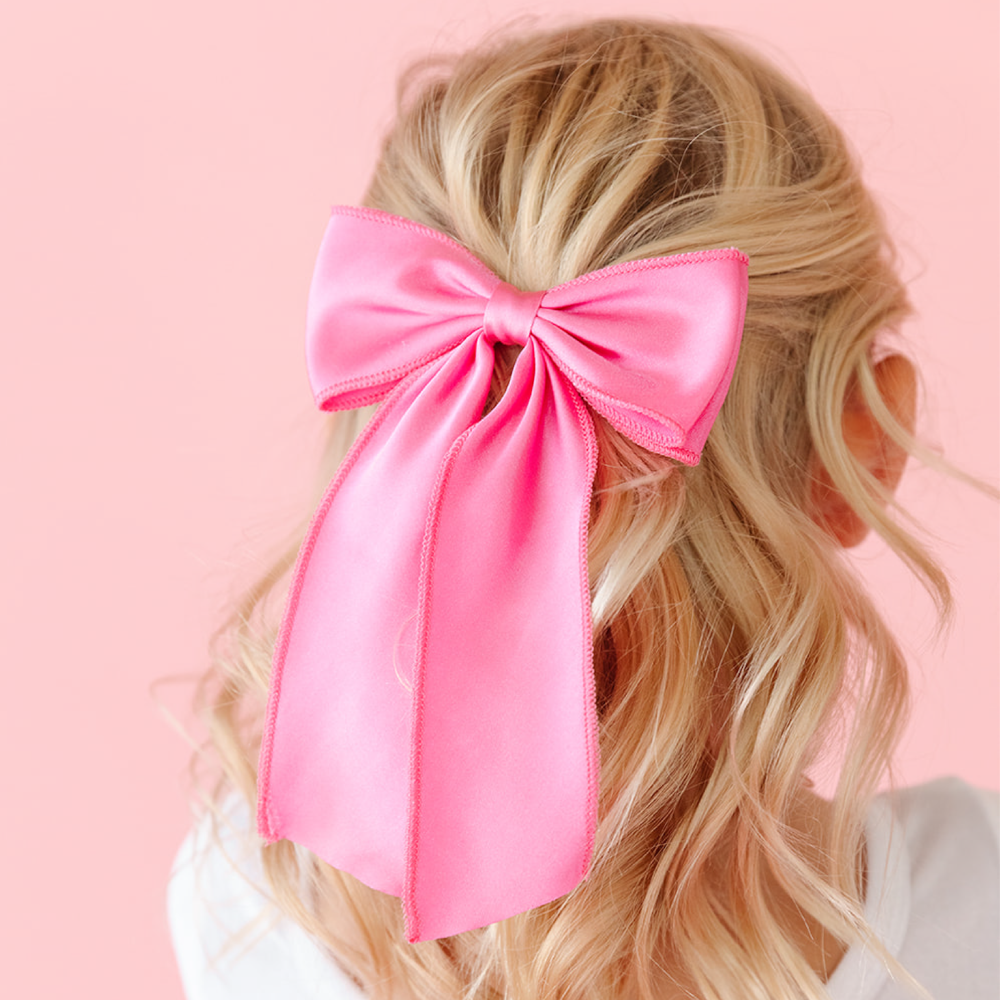 pink satin bow for girls