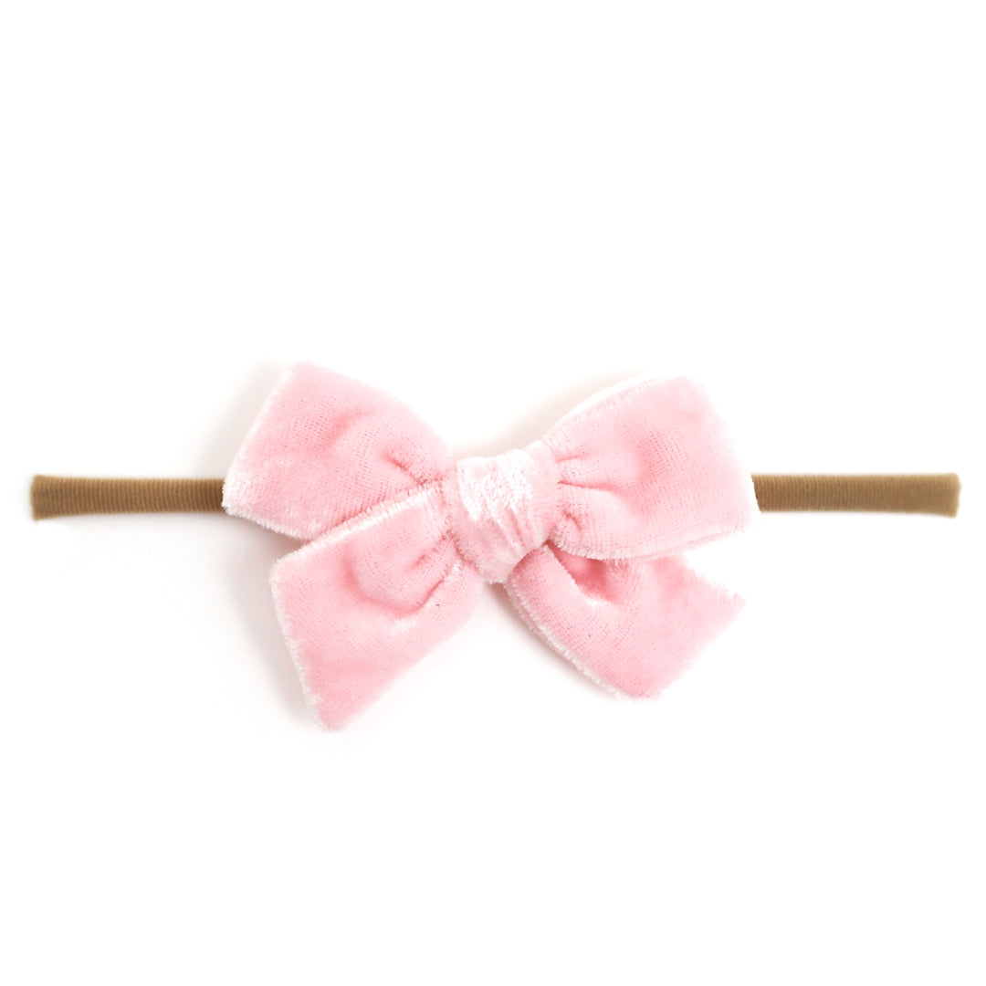 pink velvet baby bow