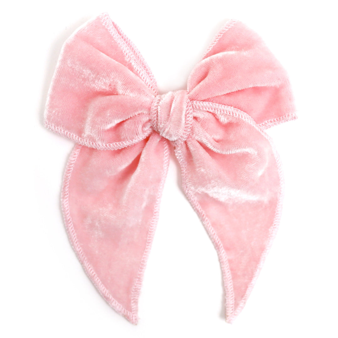 pink velvet hair bow