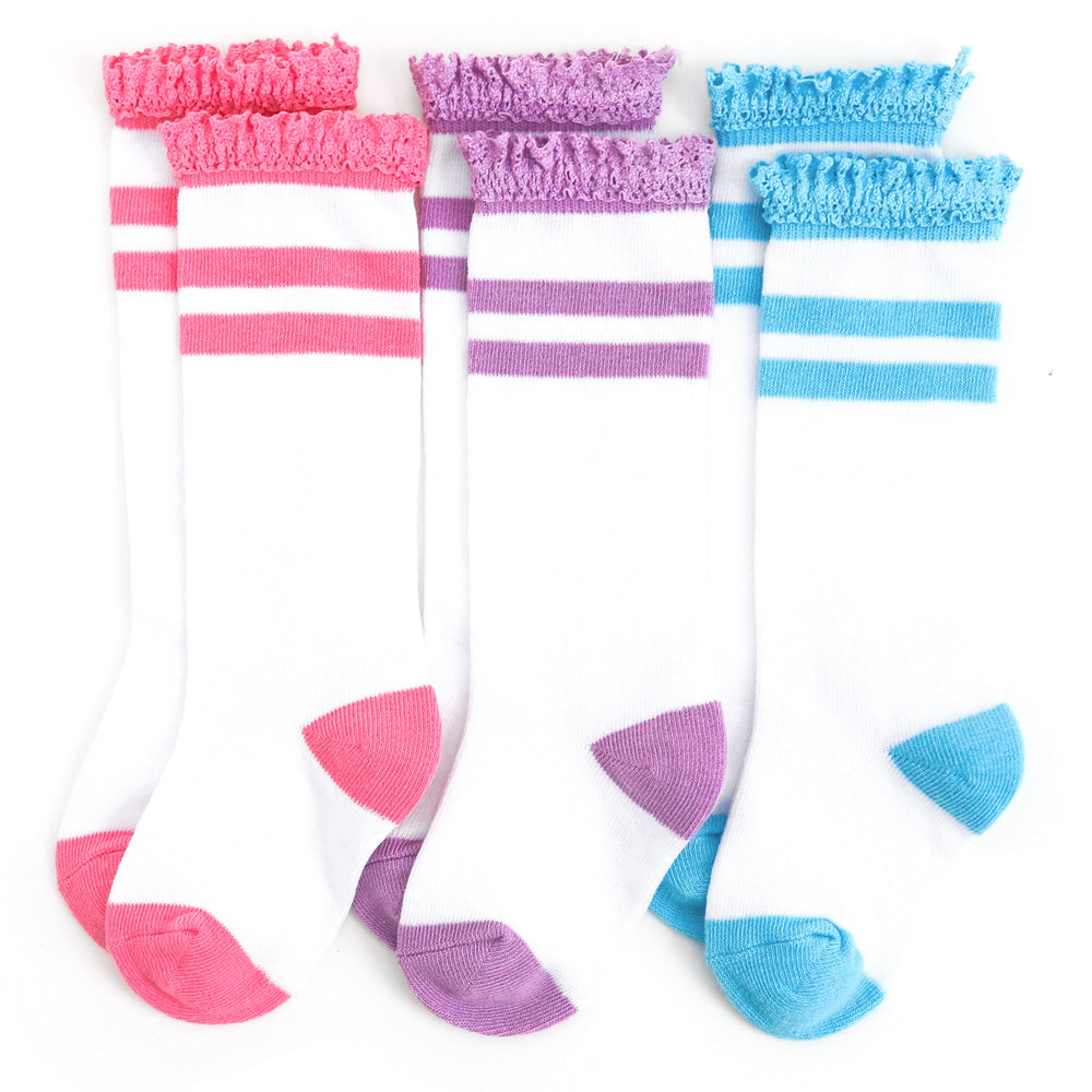 spring striped knee high socks for babies, toddlers and girls