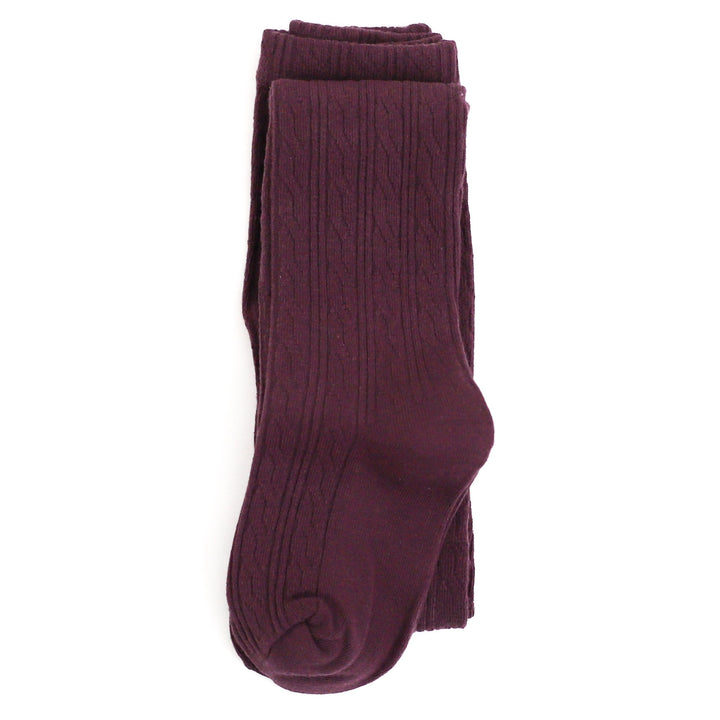 plum purple cable knit tights for babies, todddlers and girls