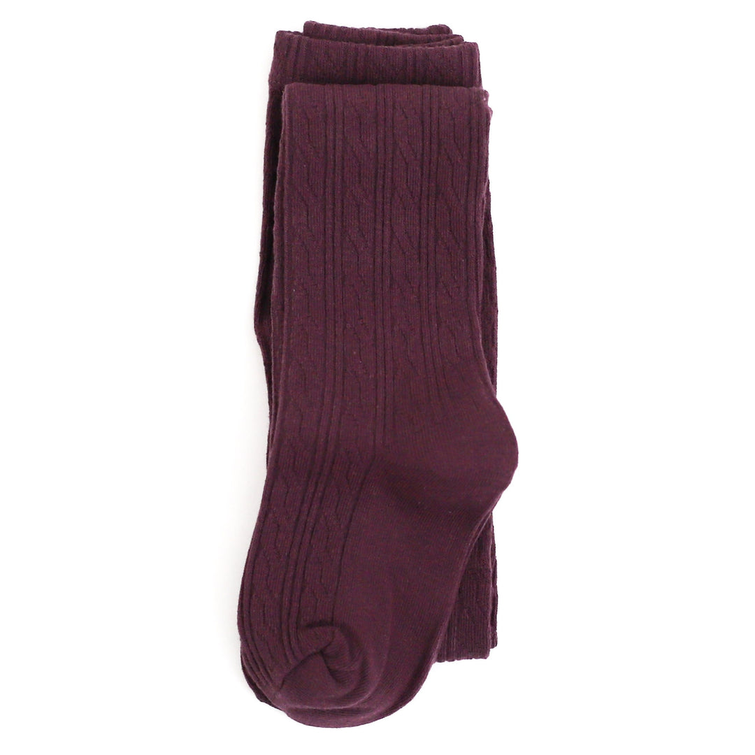 Plum Cable Knit Tights