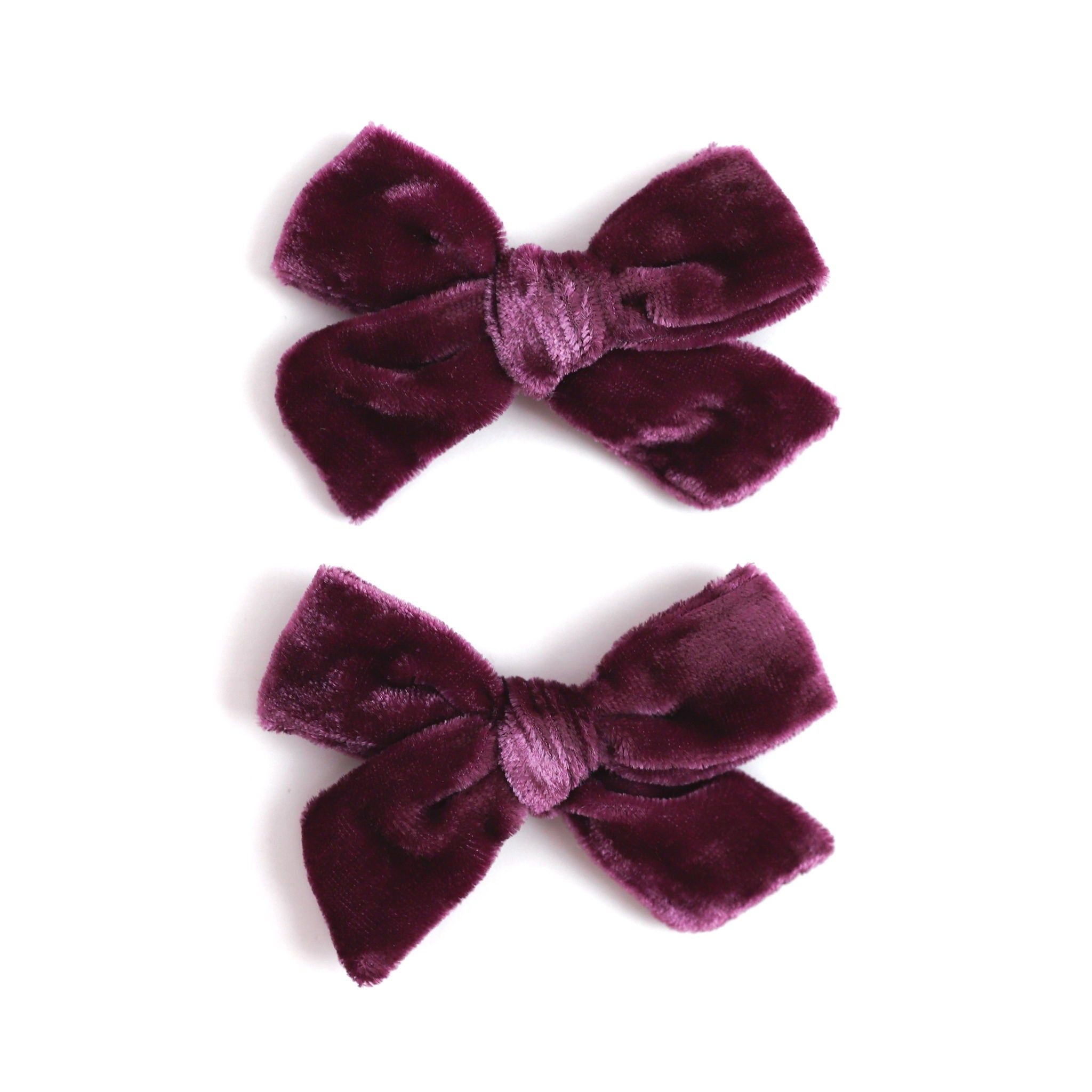 girls purple velvet pigtail clips