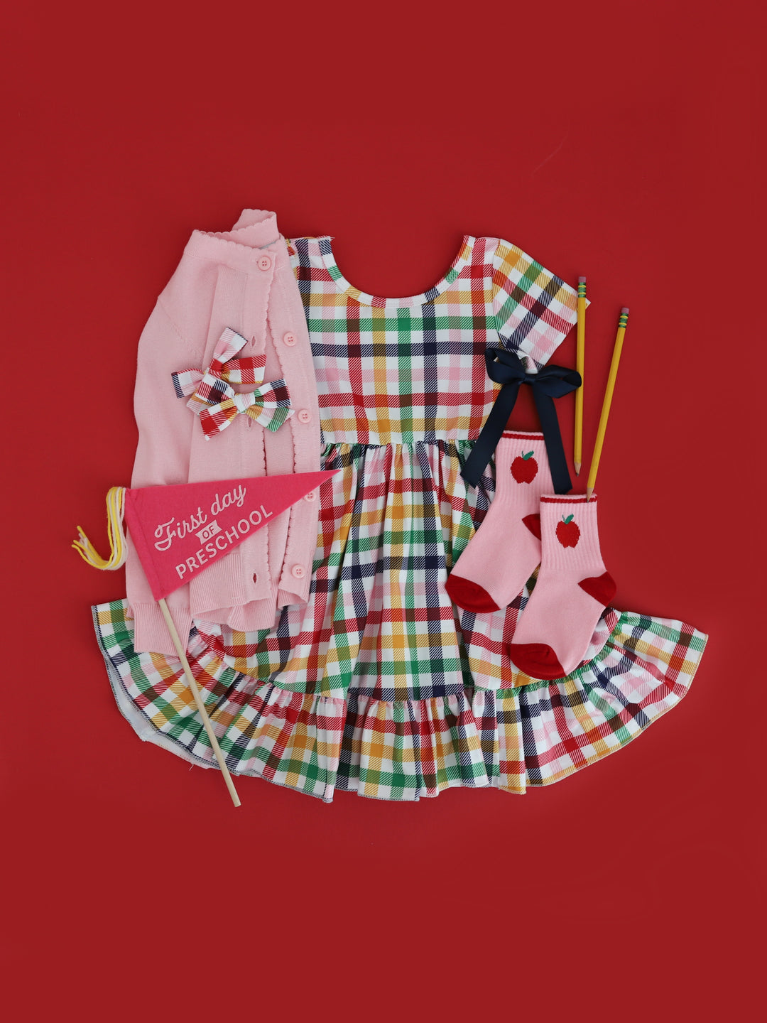 primary red dress John Lewis Gingham Cotton School Summer Dress, Red
