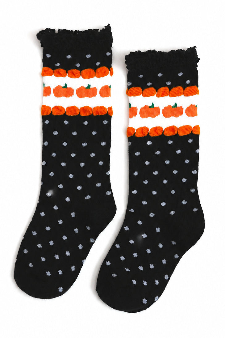 vintage pumpkin dot knee high socks for babies and girls