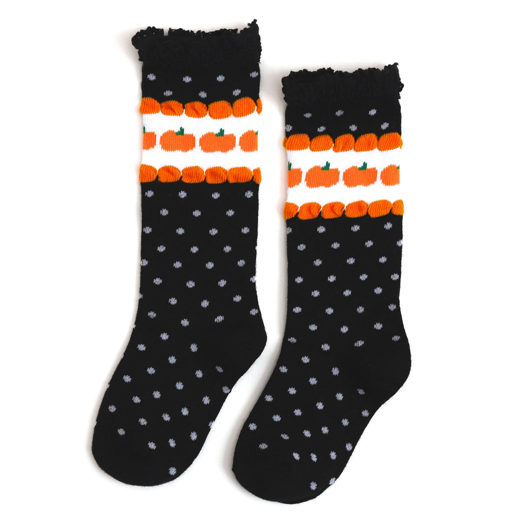 vintage pumpkin dot knee high socks for babies and girls