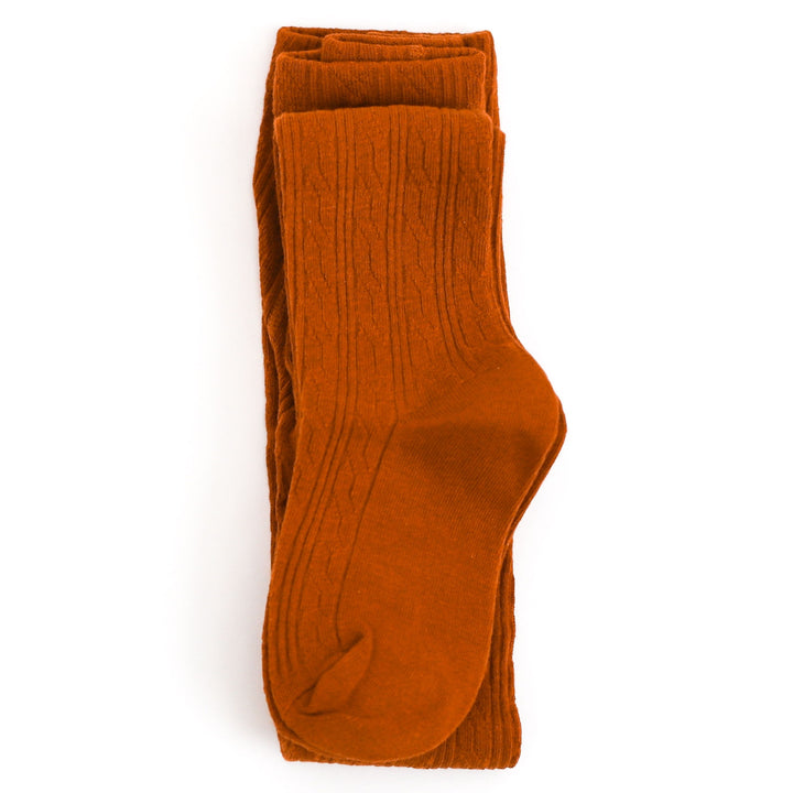 orange pumpkin spice cable knit tights for babies, toddlers and girls
