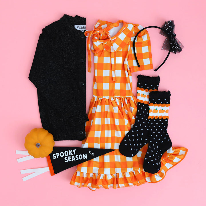 girls classic halloween outfit orange and black