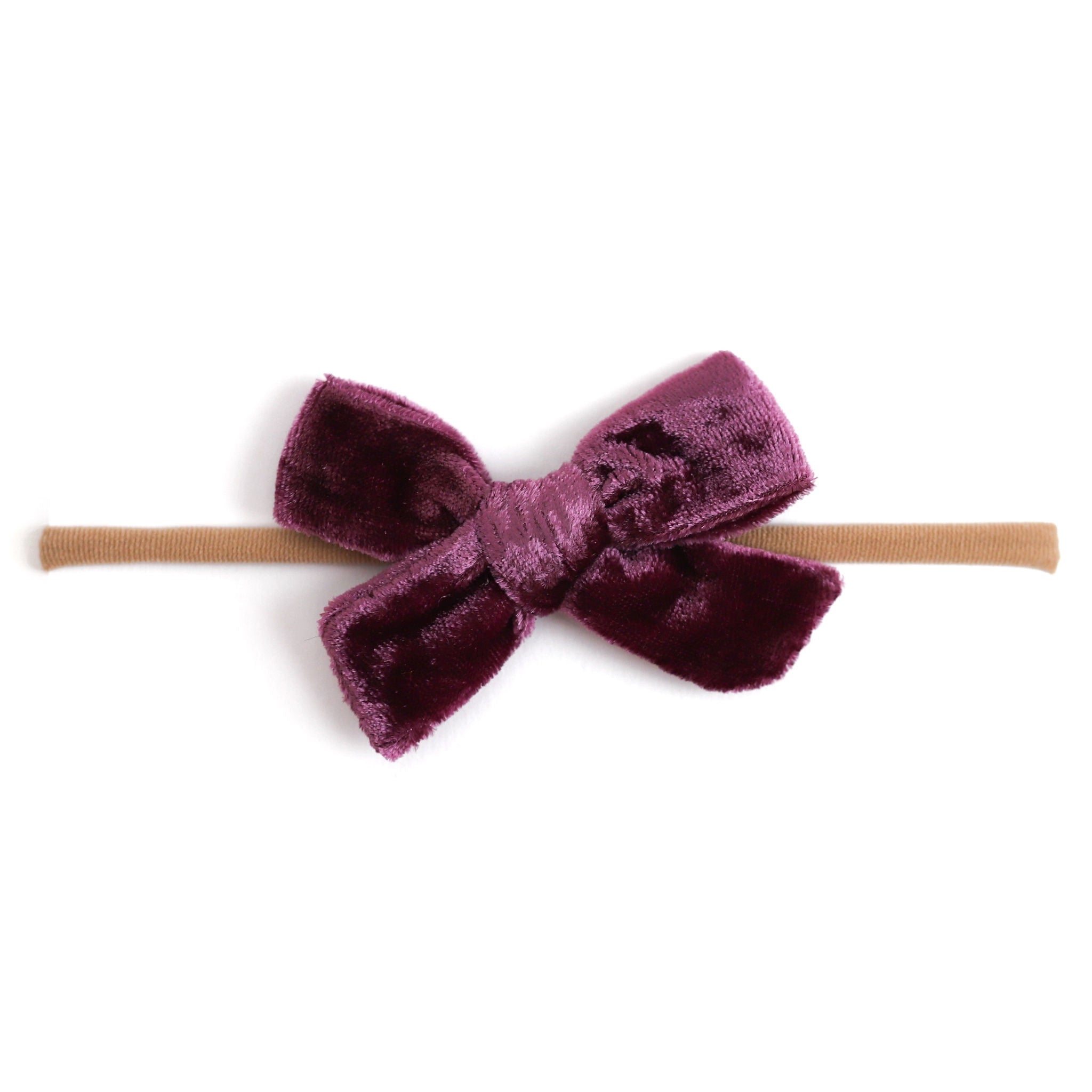 plum purple velvet baby bow