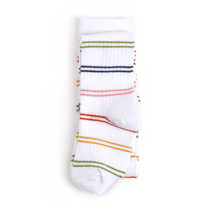 ribbed cotton tights in rainbow stripe for babies, toddlers and girls