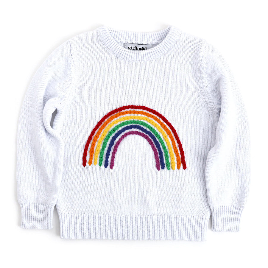 Kids' Chunky Knit Embroidered Rainbow Pullover – Little Stocking Company