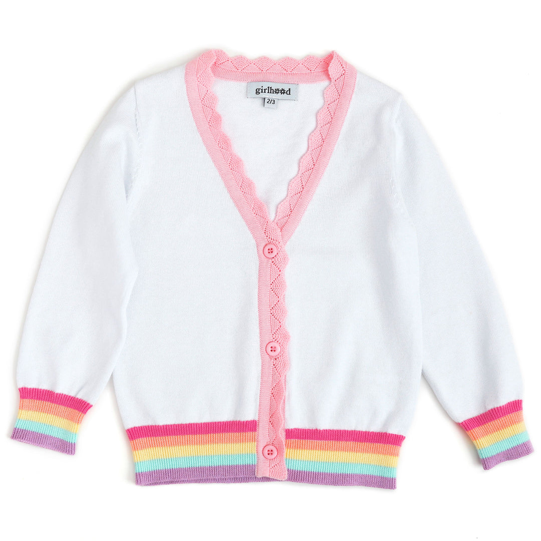 pastel rainbow cuff girls cardigan sweater