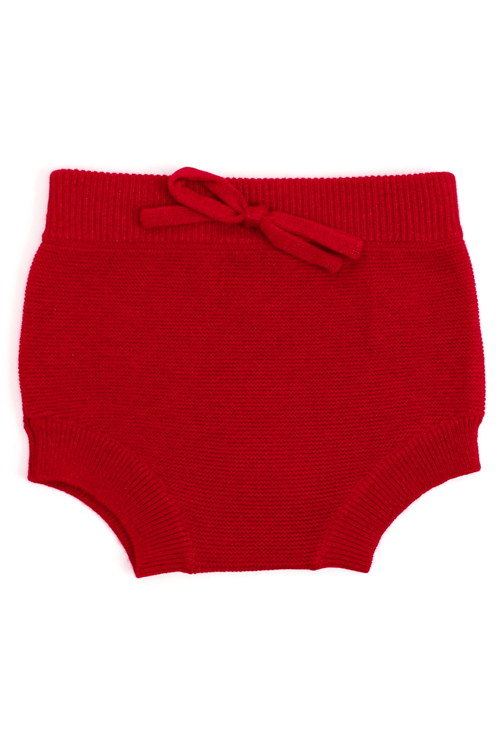 baby and toddler cotton knit bloomers in bright red for Valentine's and Christmas sweater sets
