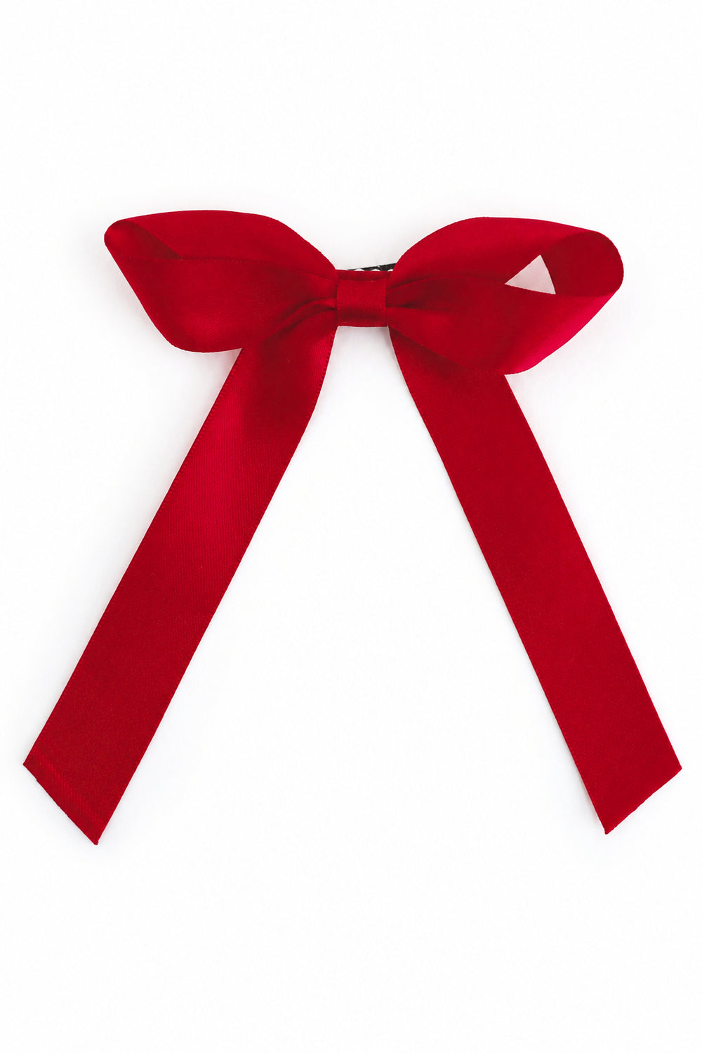 hand tied red satin ribbon bow on clip for 4th of July