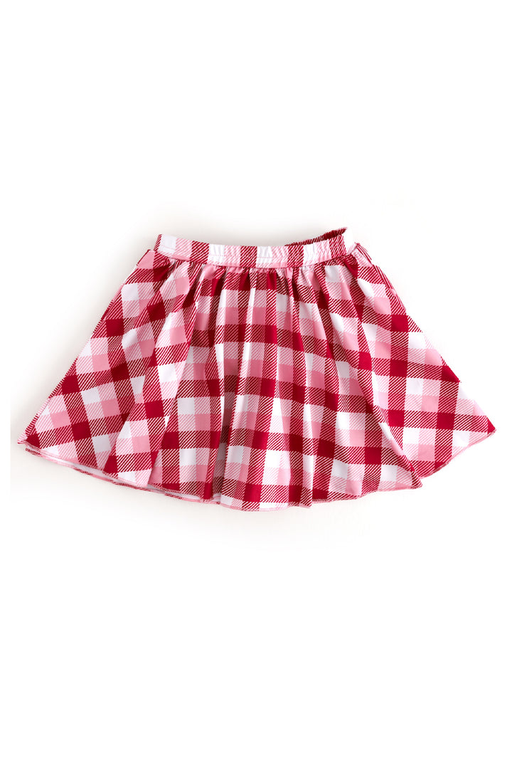 girls red, white and pink plaid skort to mix and match with valentine&
