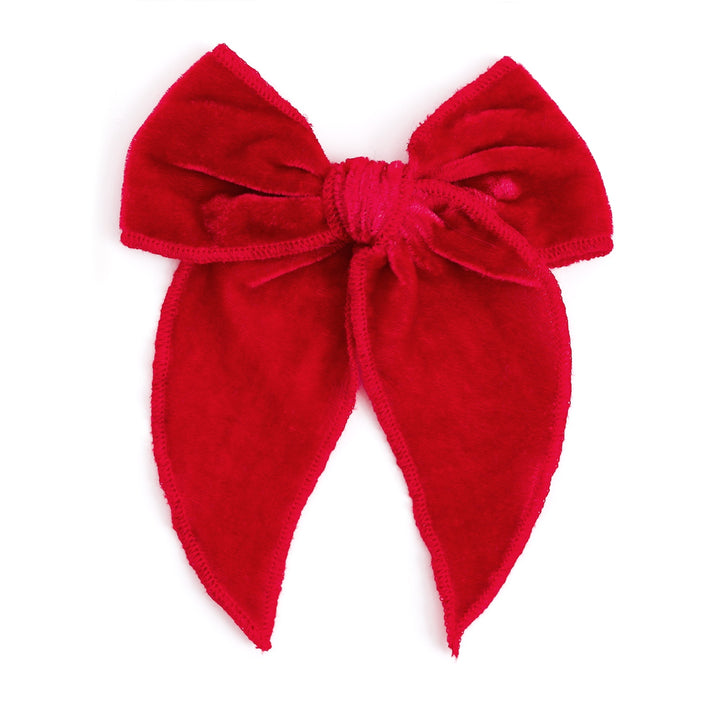 girls velvet red Christmas bow on clip