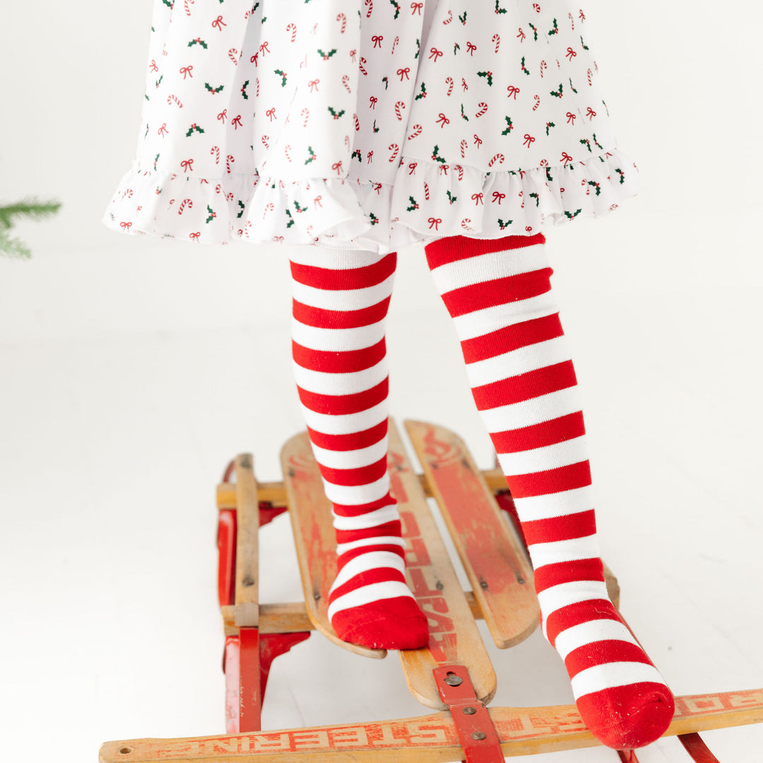 Peppermint Stripe Knit Tights