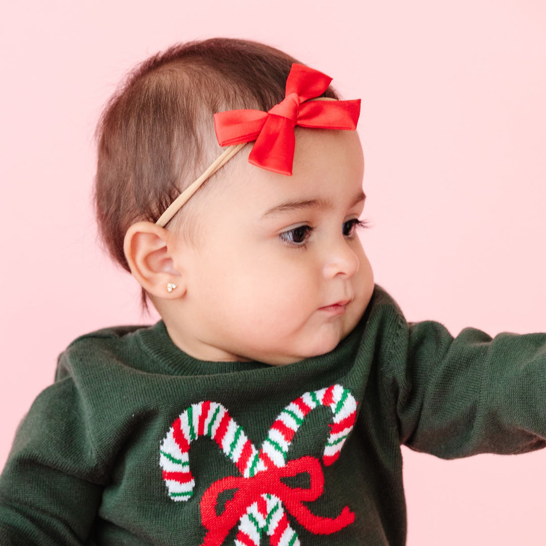 christmas red hair bow for baby girl