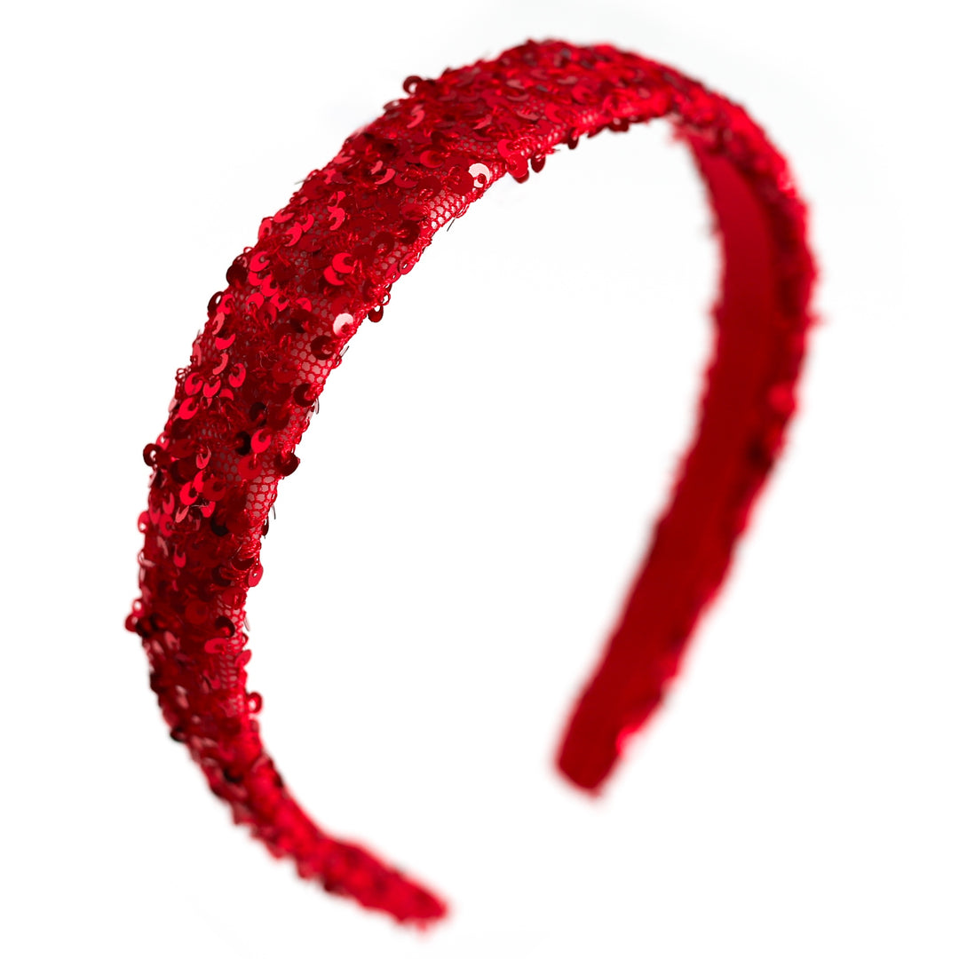 girls Christmas headband with sparkly red sequins
