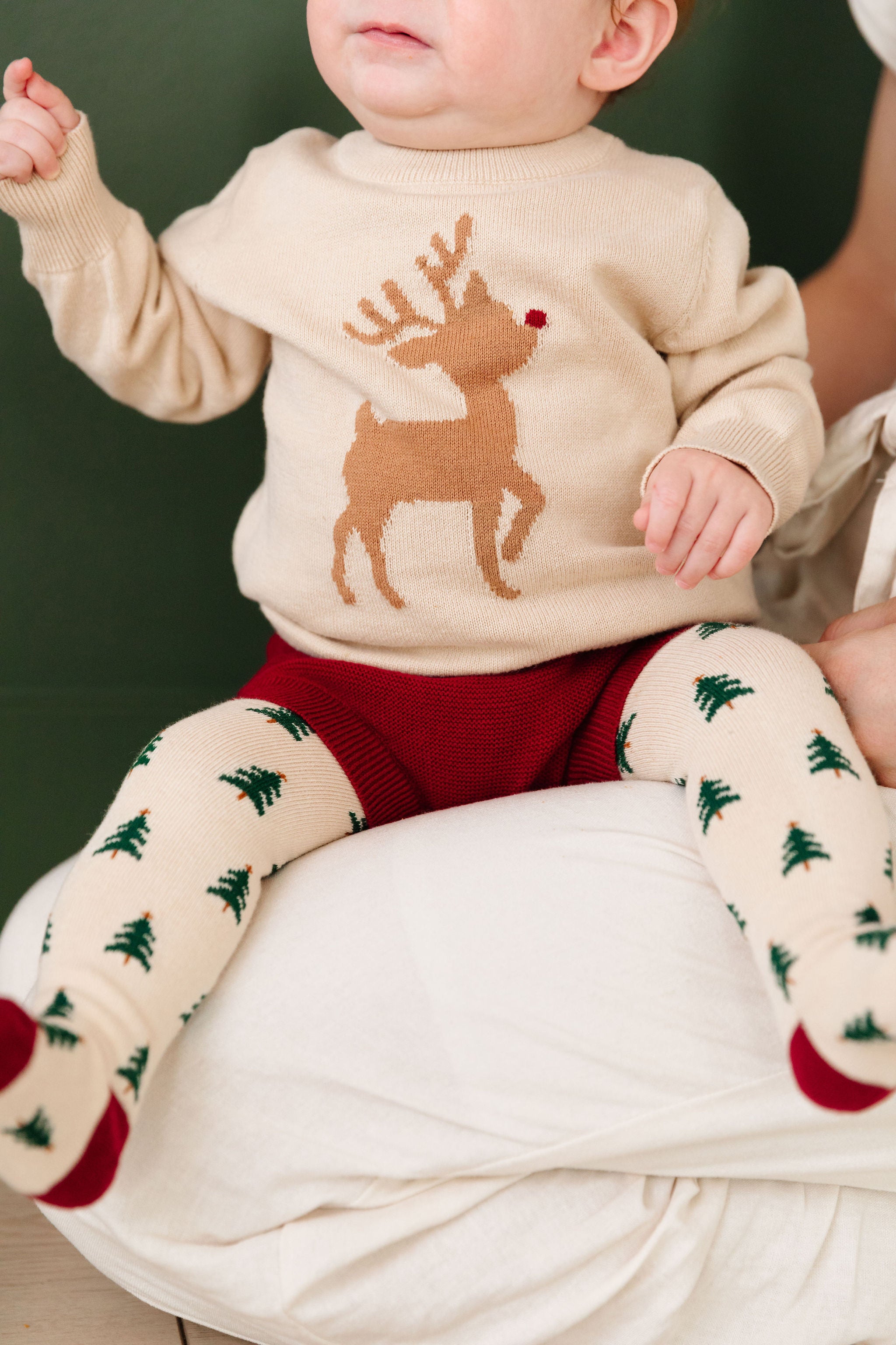 reindeer sweater baby outfit set for christmas