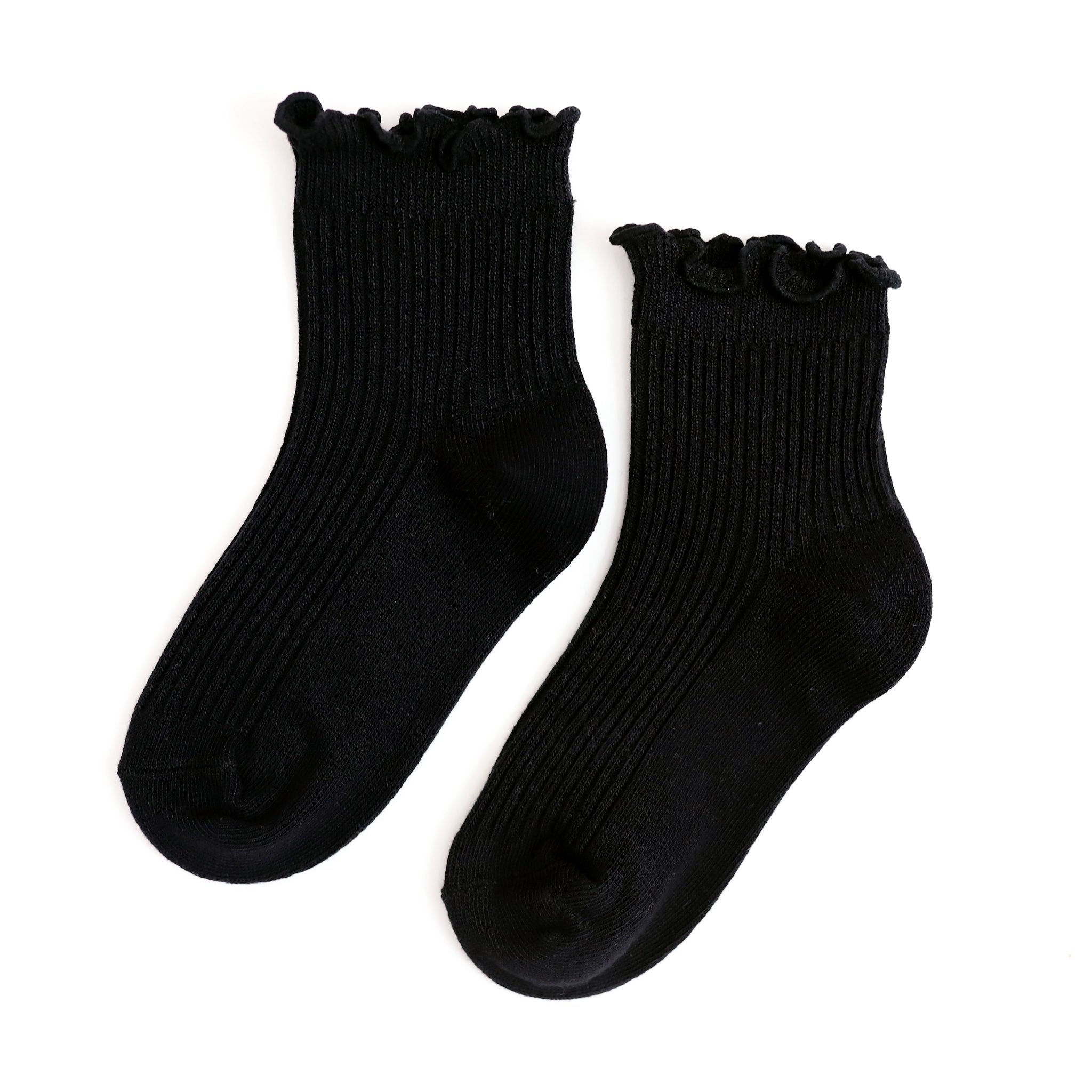 girls' black ribbed midi socks