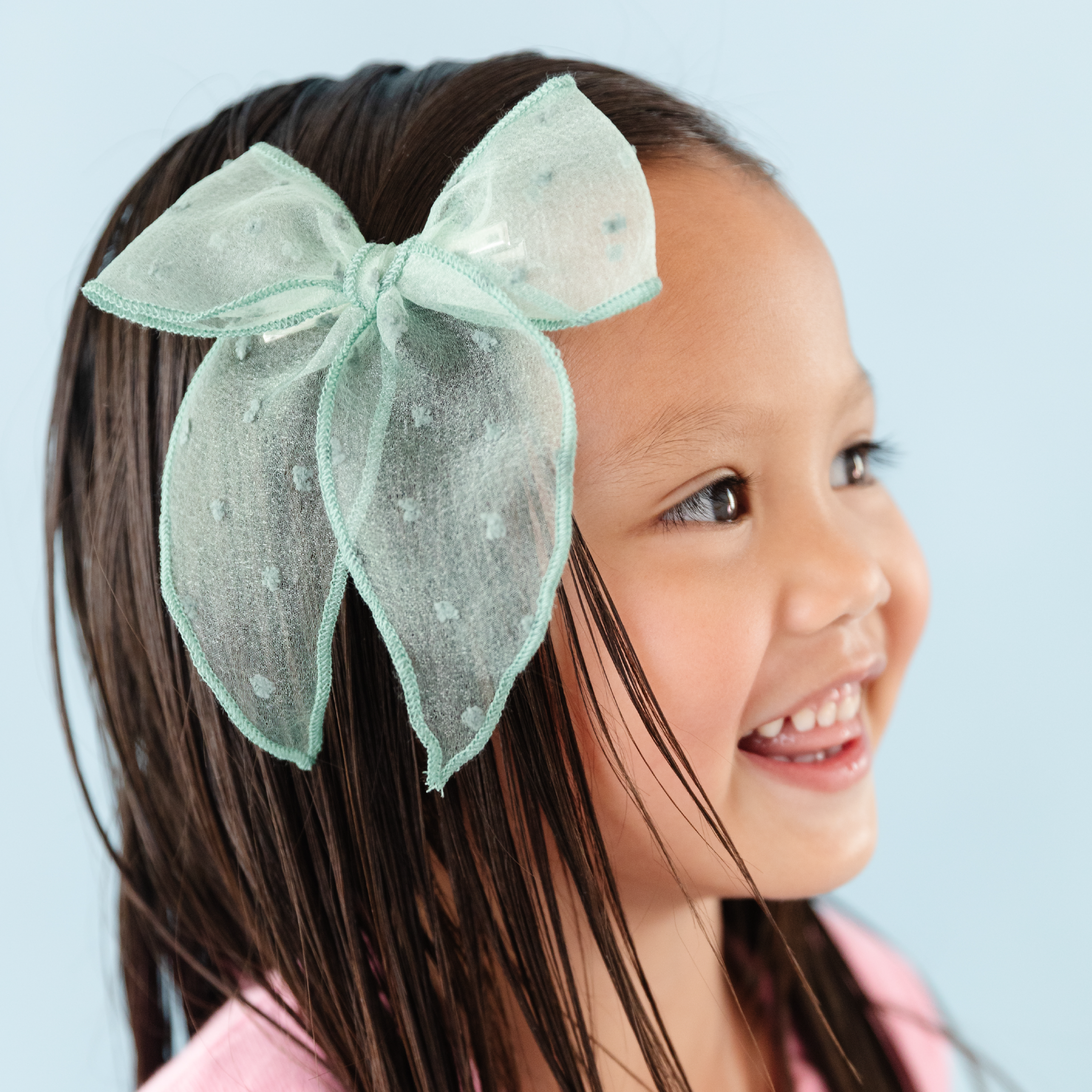 Party Girl Bow - Sage Sheer Dot