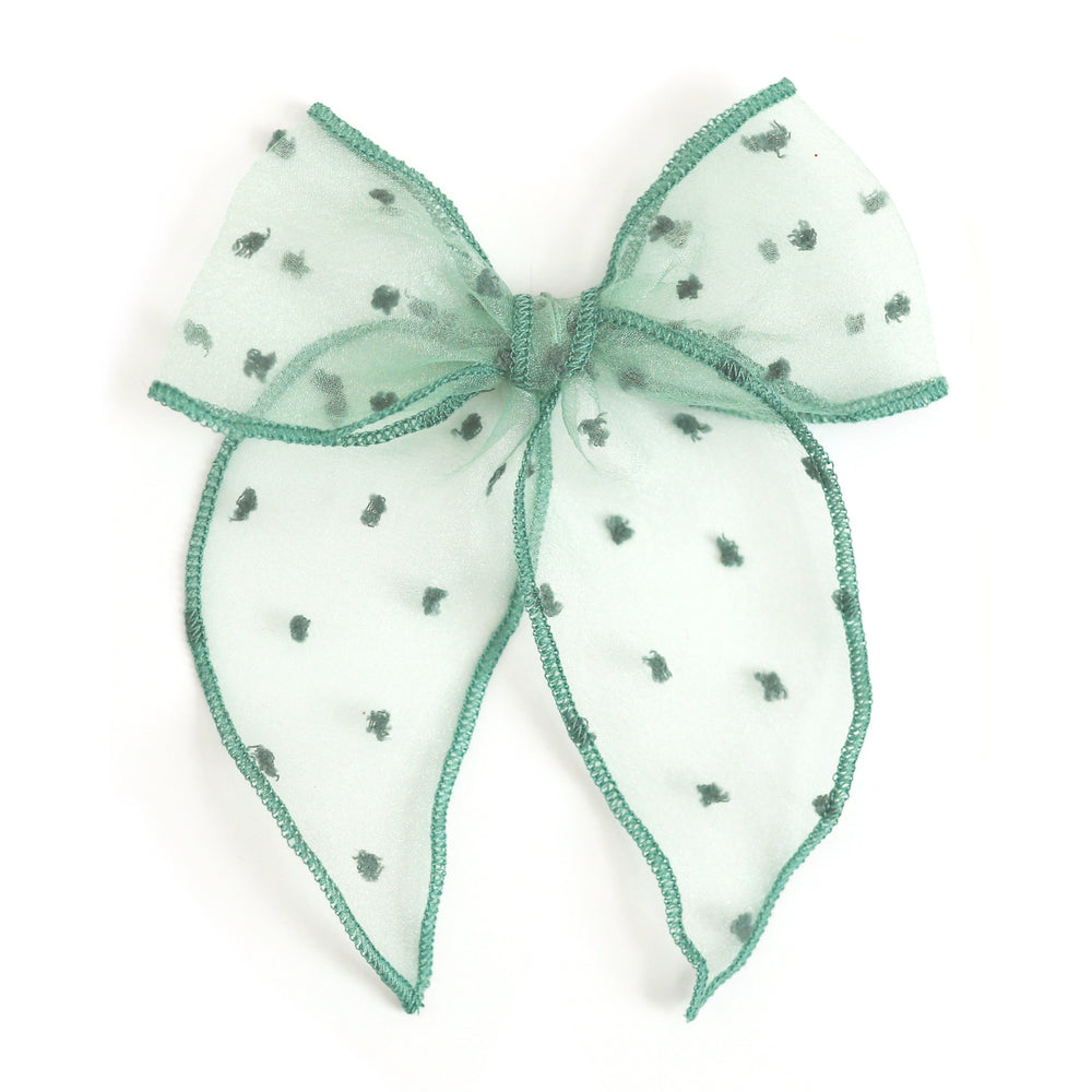 girls sheer sage green party bow for pastel Christmas