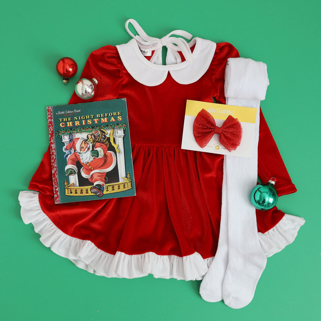 girls velvet santa dress for christmas