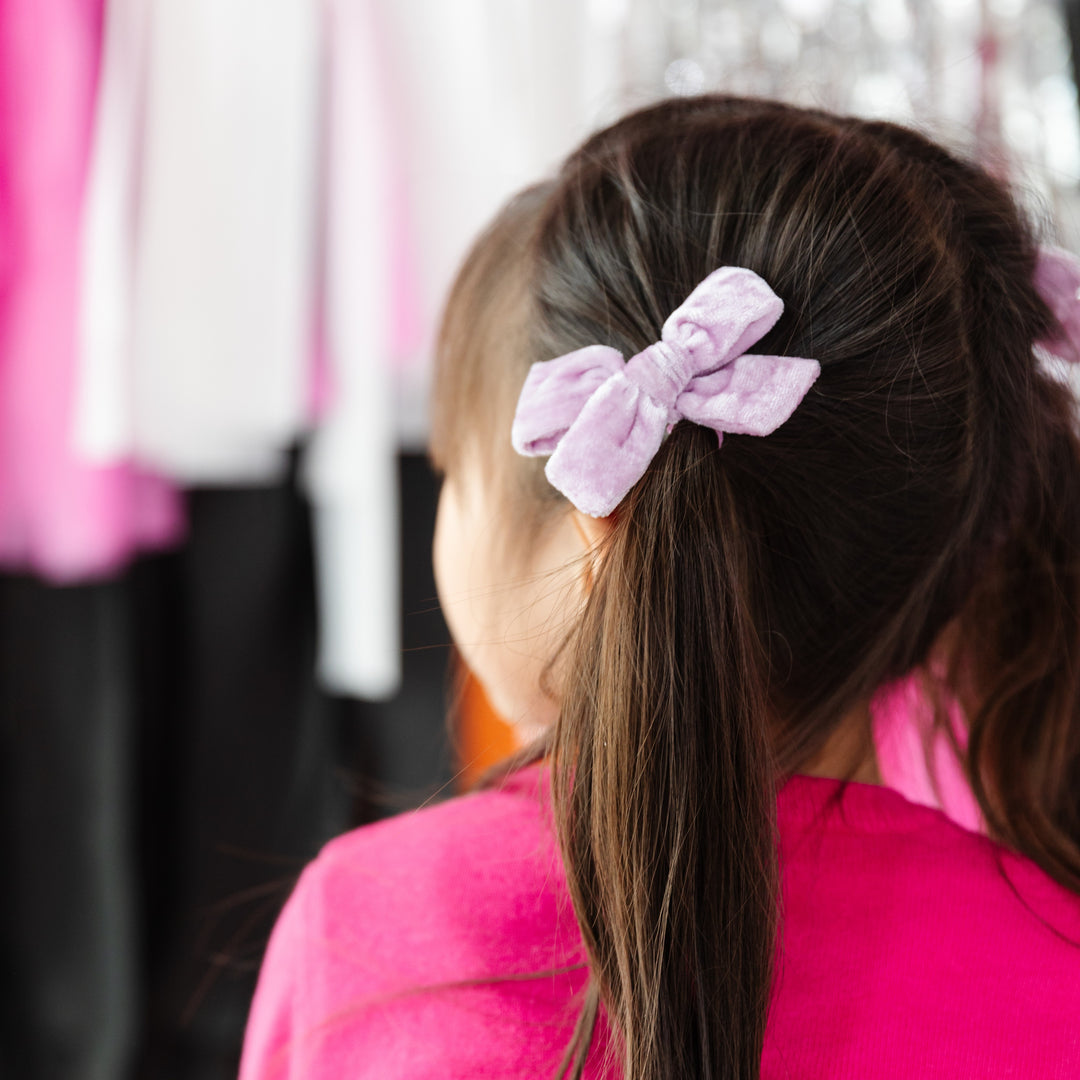 Pigtail Bows - Lavender Velvet