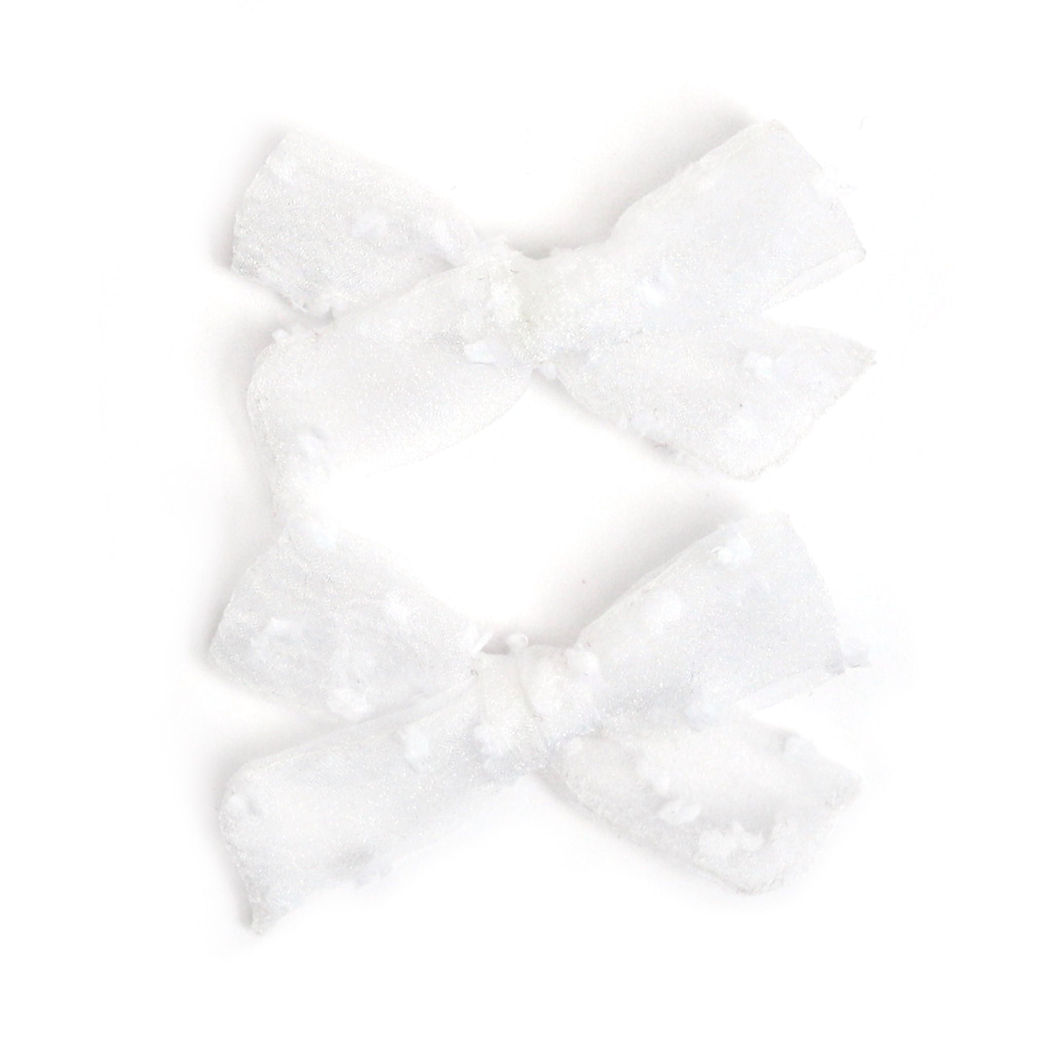 Pigtail Bows - White Sheer Dot