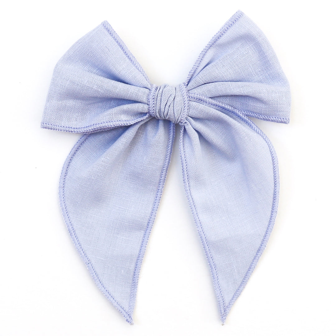 chambray blue linen hair bow