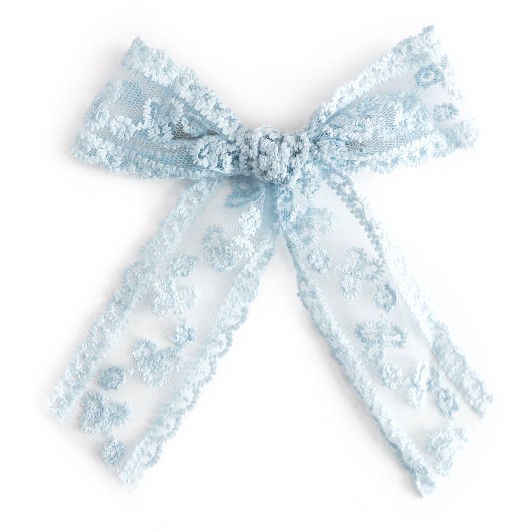 light blue lace bow on clip to match spring and Easter outfits