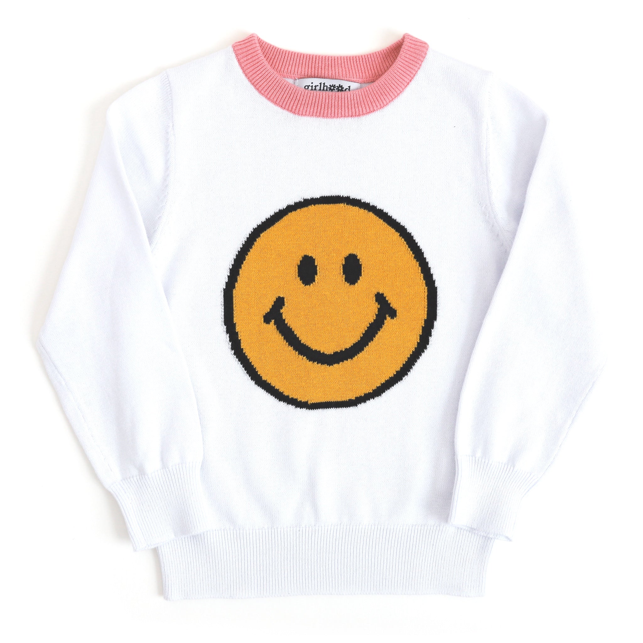 girls' back to school smiley face sweater pullover