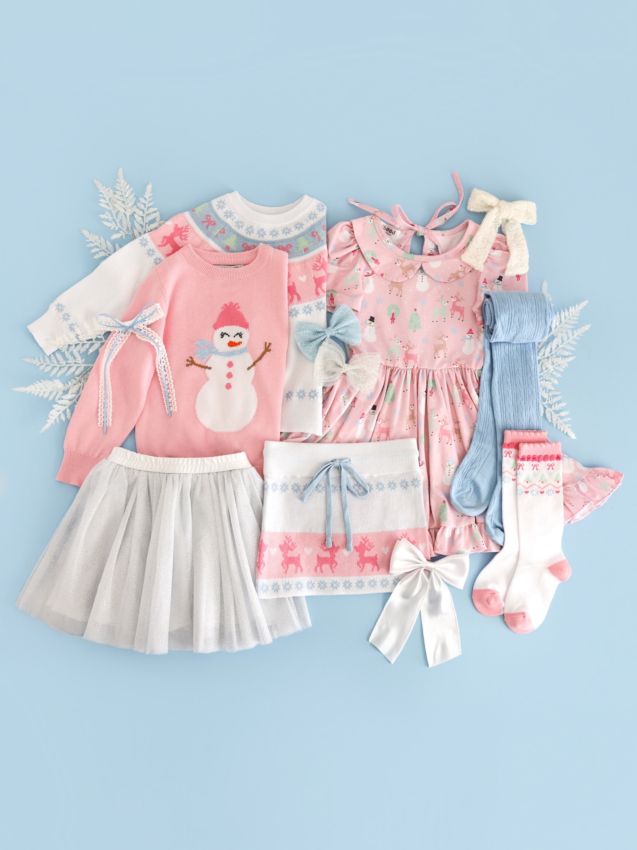 girls' pink, white and blue pastel winter wonderland mix and match 