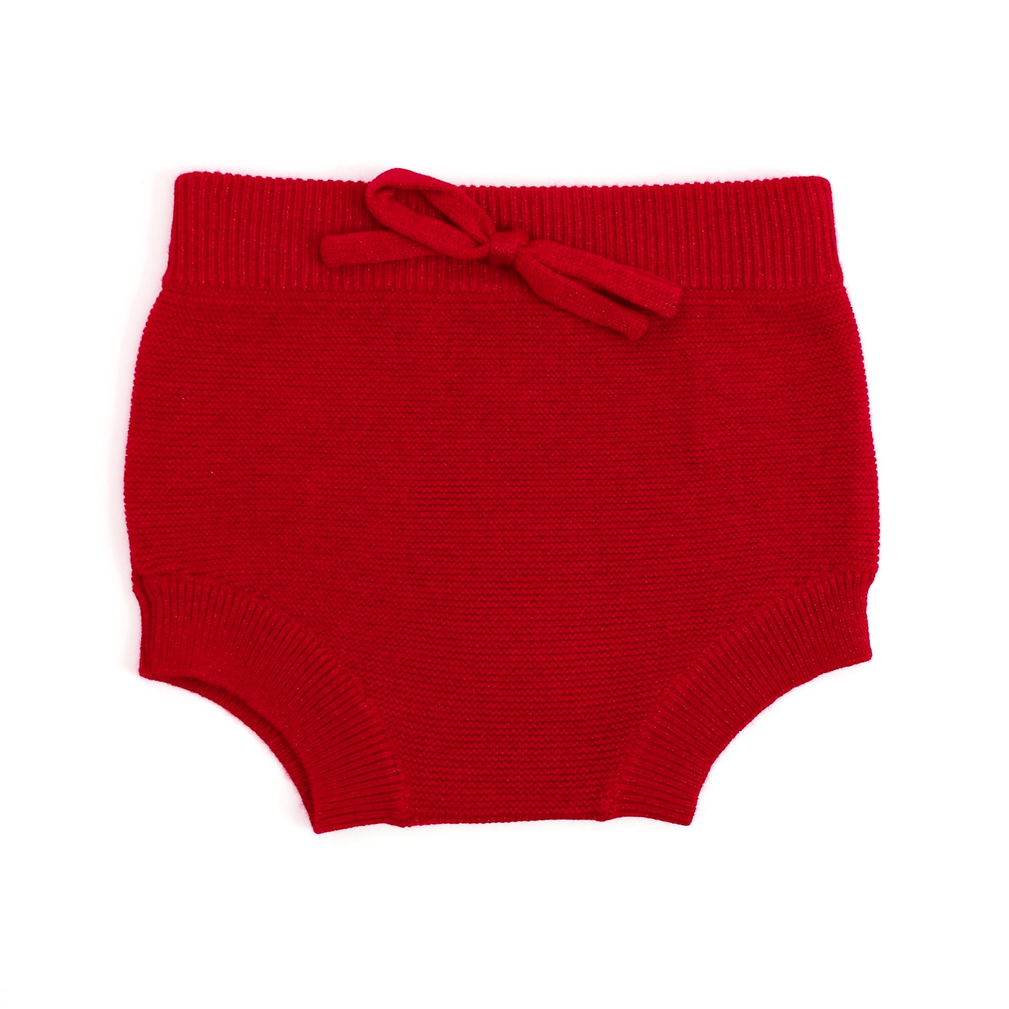 sparkly red knit baby bloomers with bow