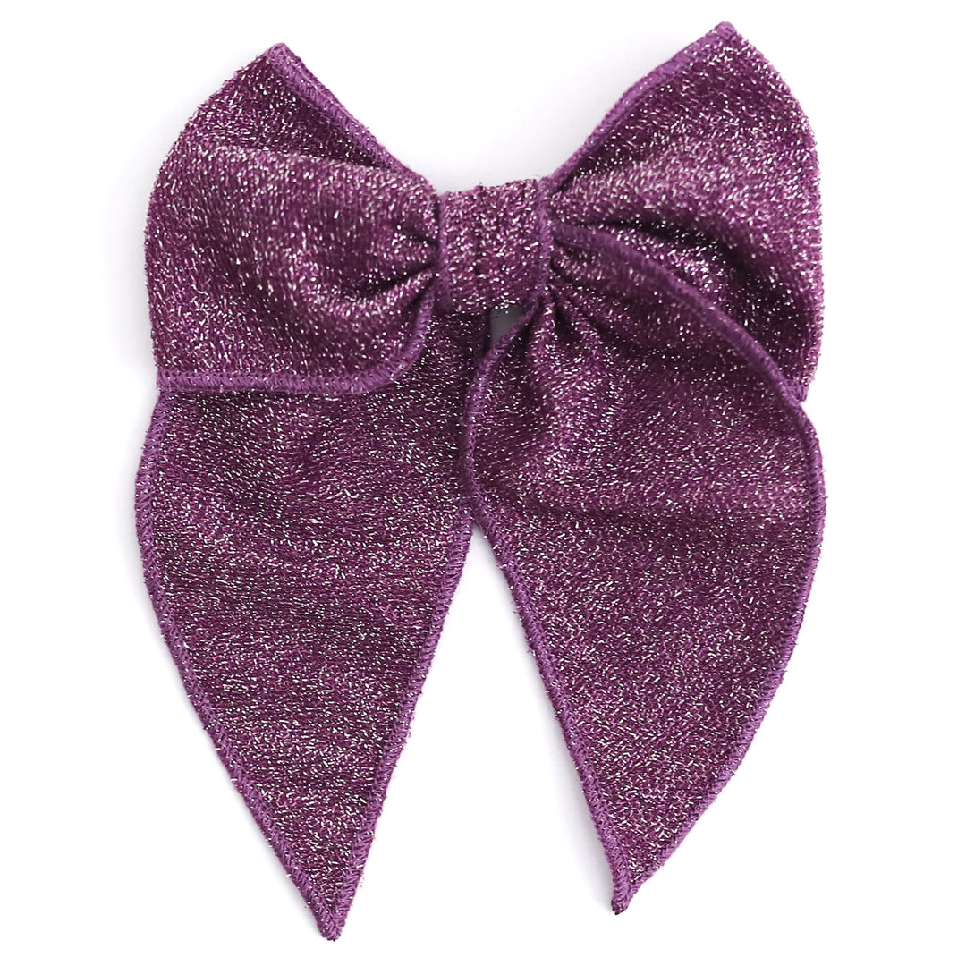 sparkly purple 6" hair bow on clip