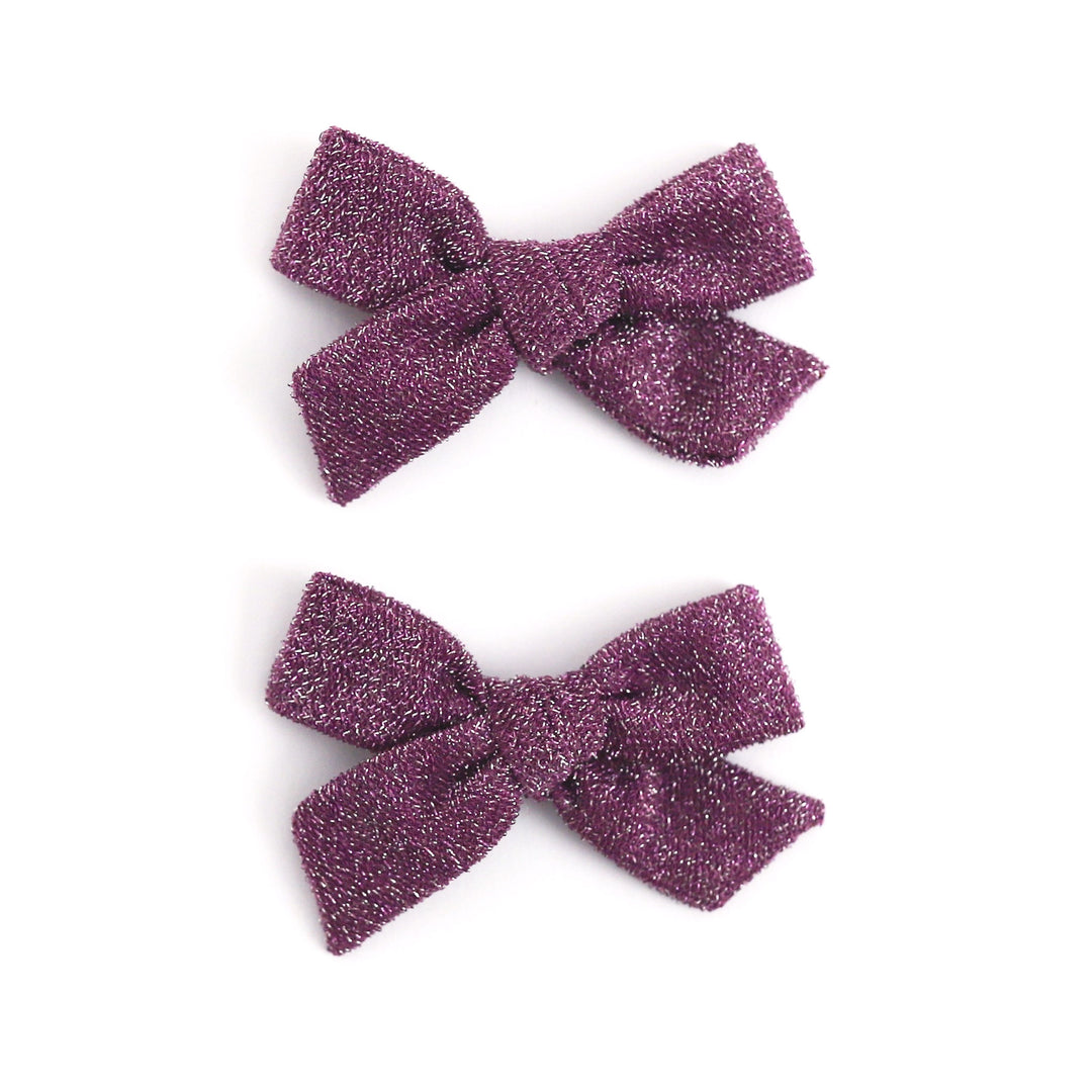 sparkly purple pigtail hair bows on clips