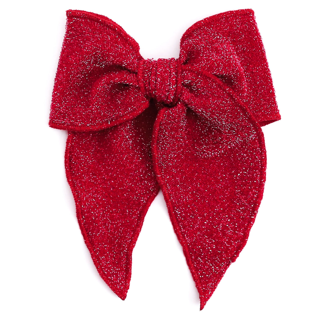 sparkly red girls 6" hair bow on clip