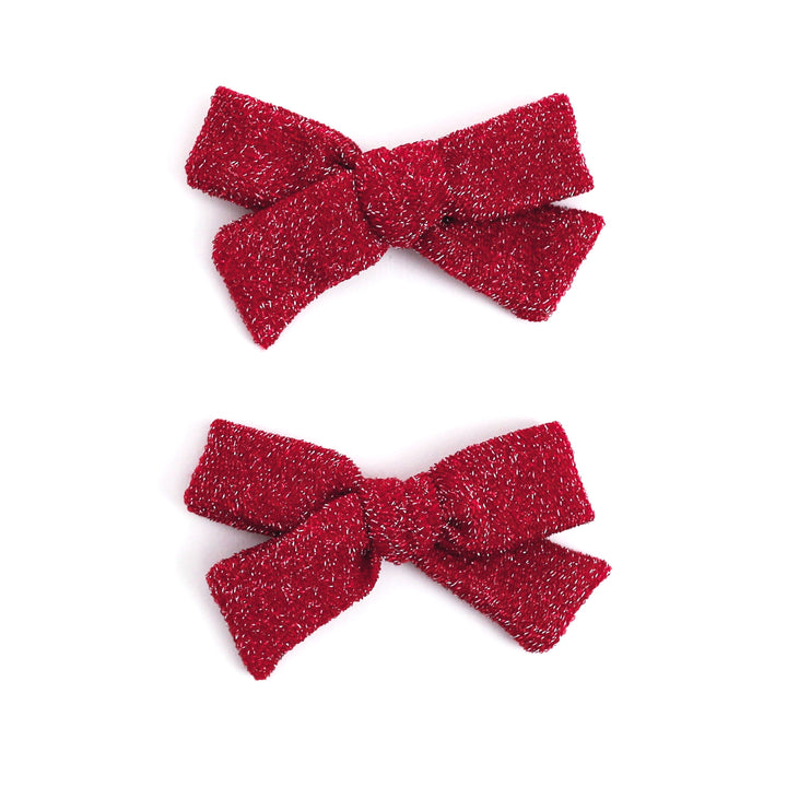 sparkly red pigtail hair bow clips
