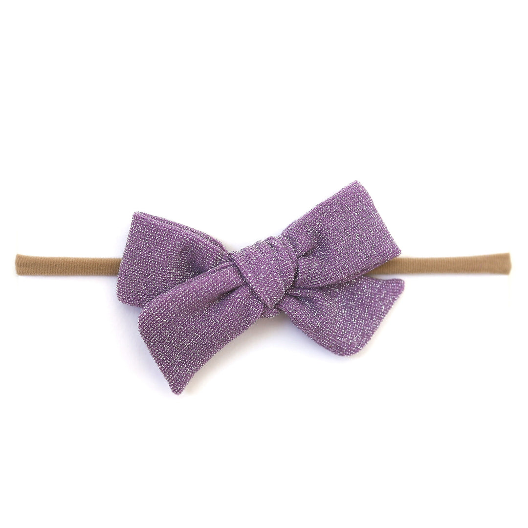 sparkley light purple baby bow on nylon headband