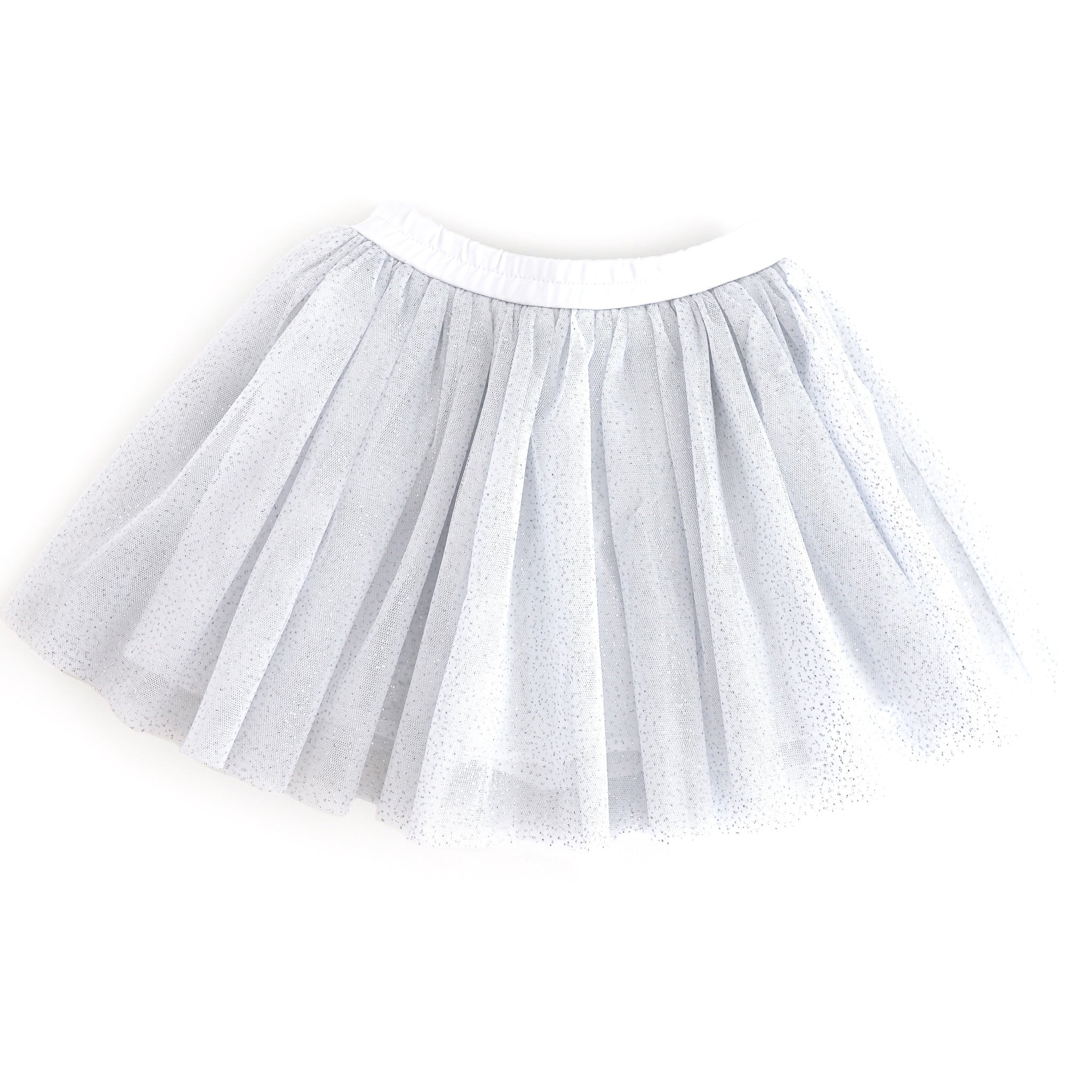 girls' white tulle skirt with silver sparkles for winter wonderland