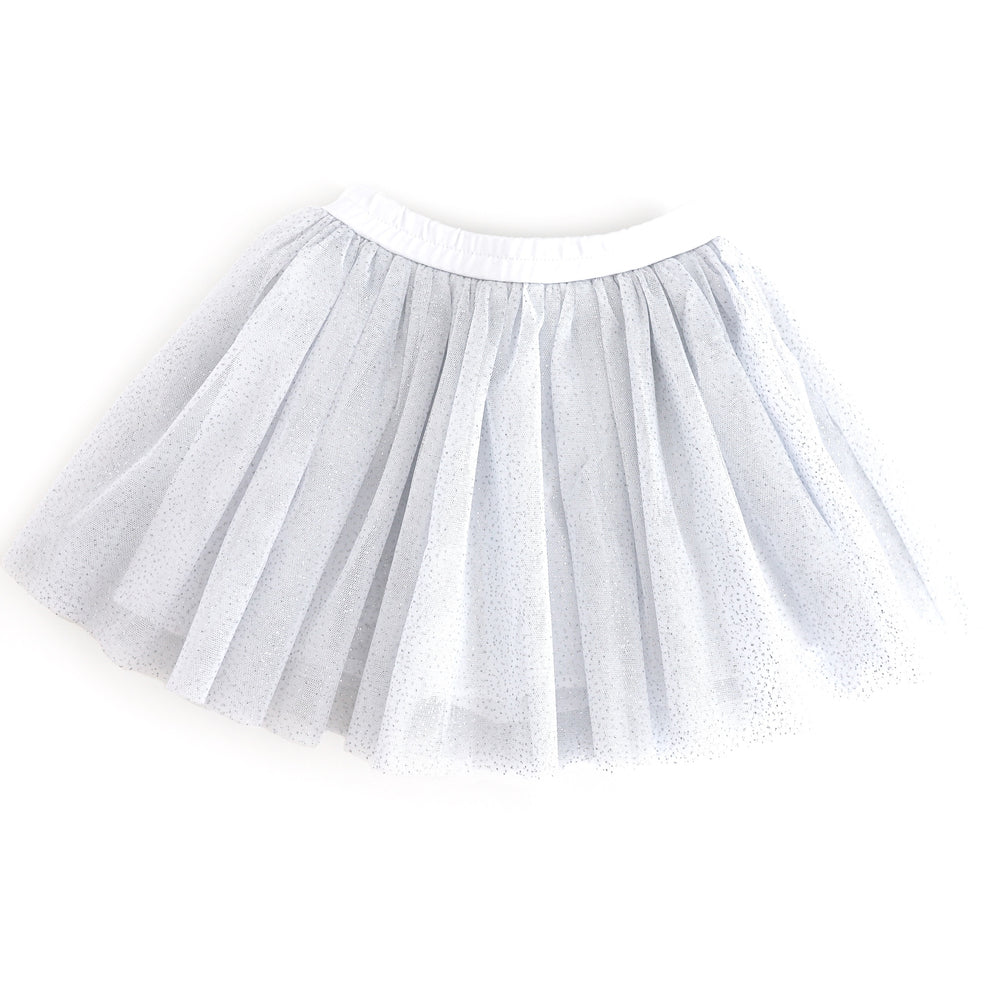 girls' white tulle skirt with silver sparkles for winter wonderland