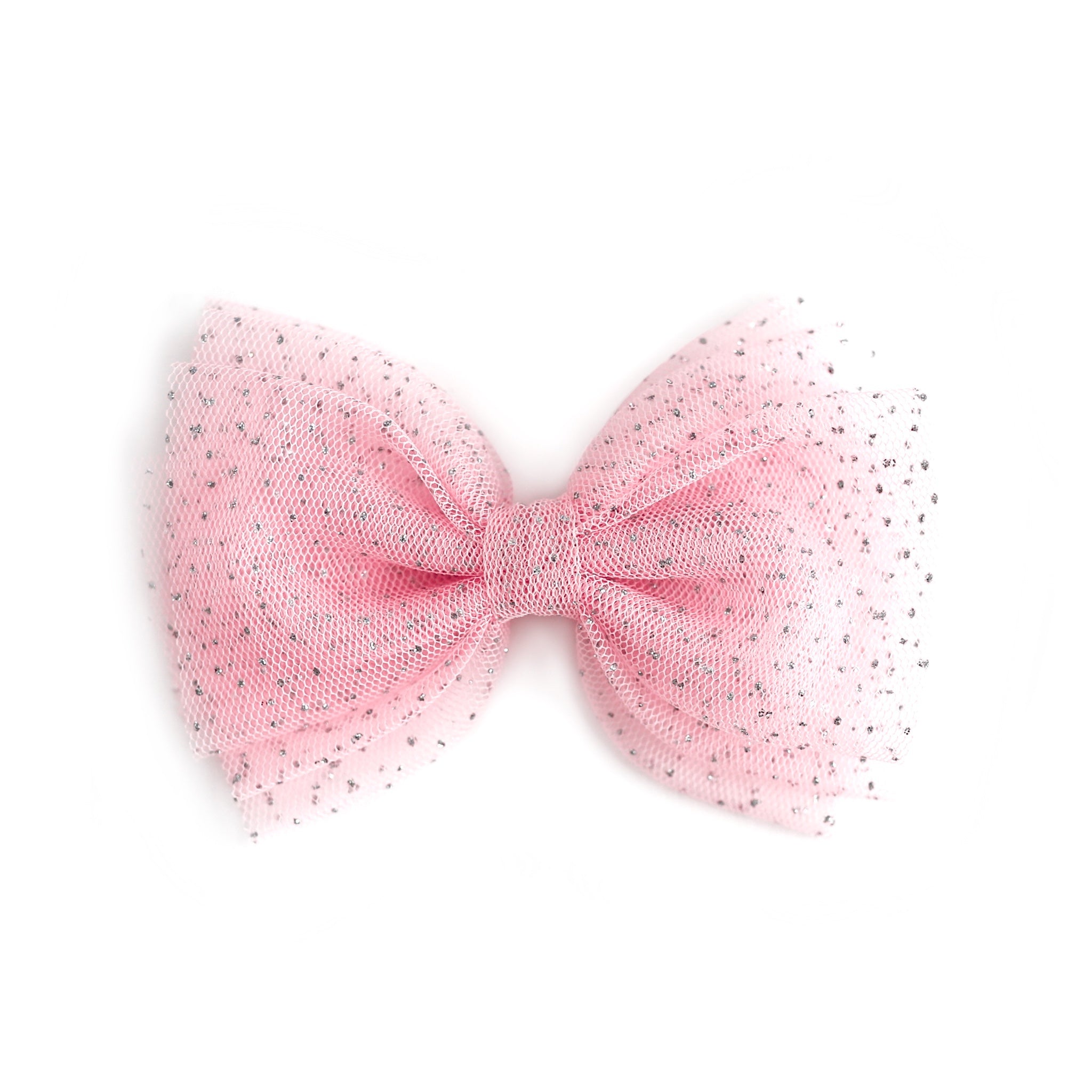 girls' sparkly pink tulle bow on clip