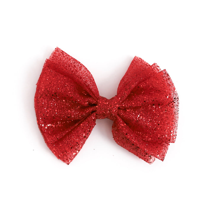 girls red sparkly Christmas tutu bow