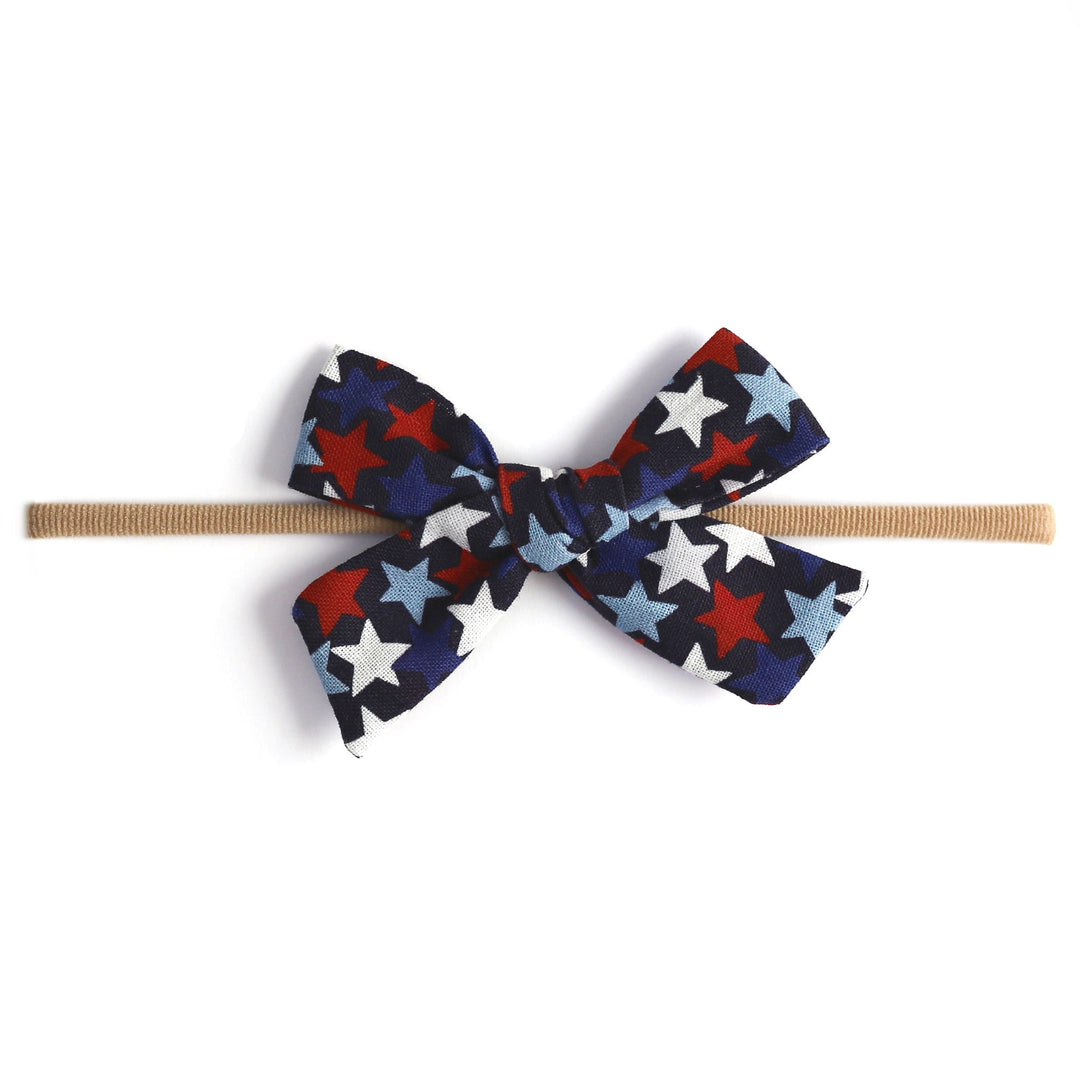 4th of july star print baby bow on nylon band