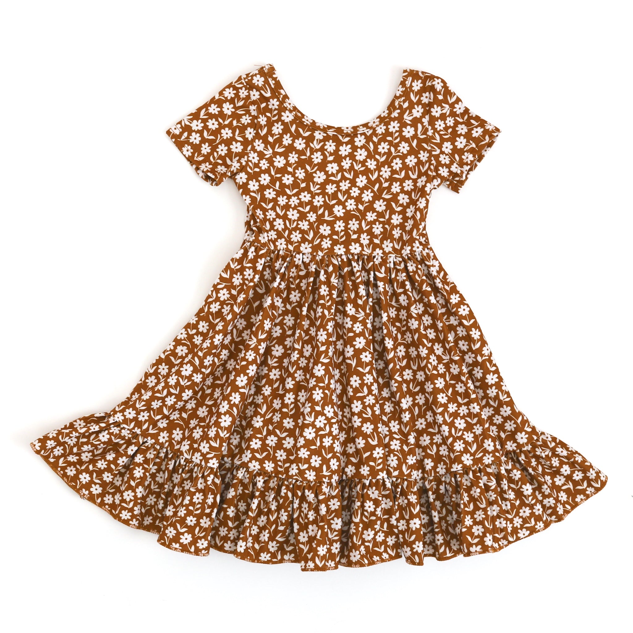 girls' fall floral twirl dress in sugar almond and ivory