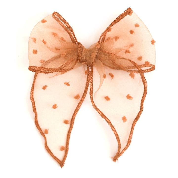 girls' sugar almond sheer dot hair bow