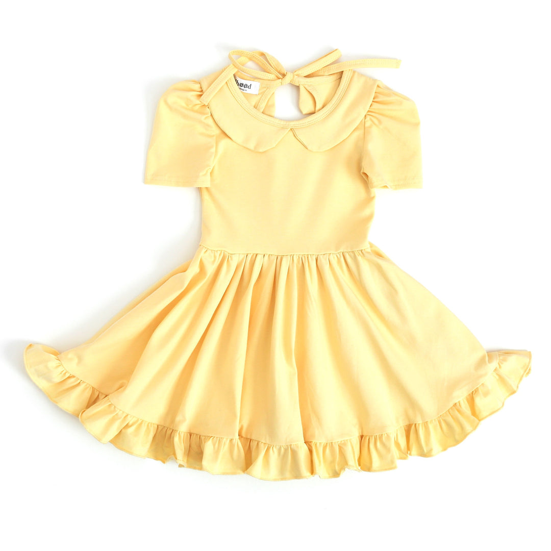 Girls' Cotton Twirl Dress - Sunshine Yellow 8 Girls' Cotton Twirl Dress - Sunshine Yellow 8