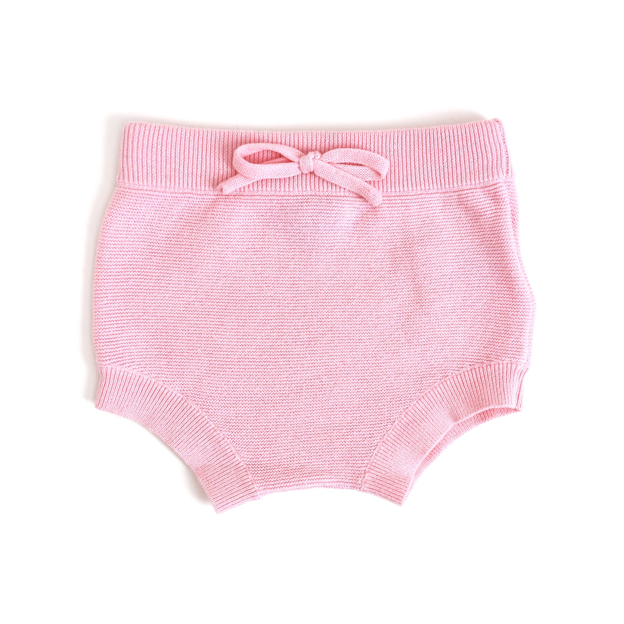 baby girls sweater knit bloomers with faux tie in light pink